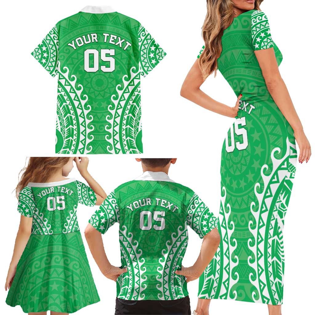 Custom Cook Islands Mitiaro Family Matching Short Sleeve Bodycon Dress and Hawaiian Shirt Polynesian Tribal Tattoo