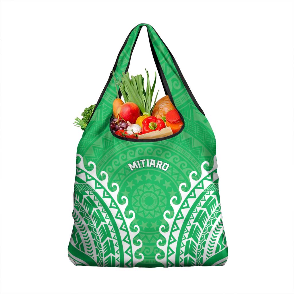 Cook Islands Mitiaro Grocery Bag Polynesian Tribal Tattoo LT05 1-pack One Size Green - Polynesian Pride