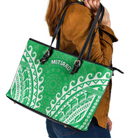 Cook Islands Mitiaro Leather Tote Bag Polynesian Tribal Tattoo LT05 - Polynesian Pride