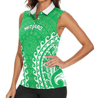 Custom Cook Islands Mitiaro Women Sleeveless Polo Shirt Polynesian Tribal Tattoo