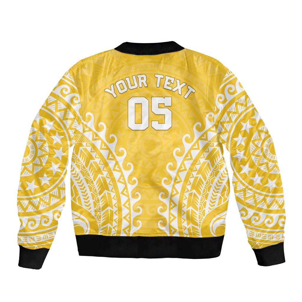 Custom Cook Islands Aitutaki Bomber Jacket Polynesian Tribal Tattoo