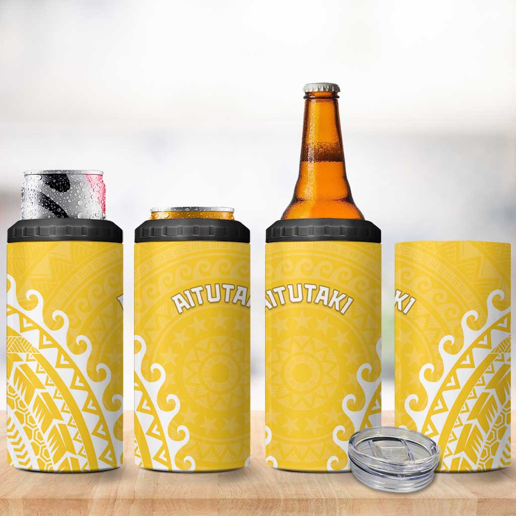 Cook Islands Aitutaki 4 in 1 Can Cooler Tumbler Polynesian Tribal Tattoo LT05 - Polynesian Pride