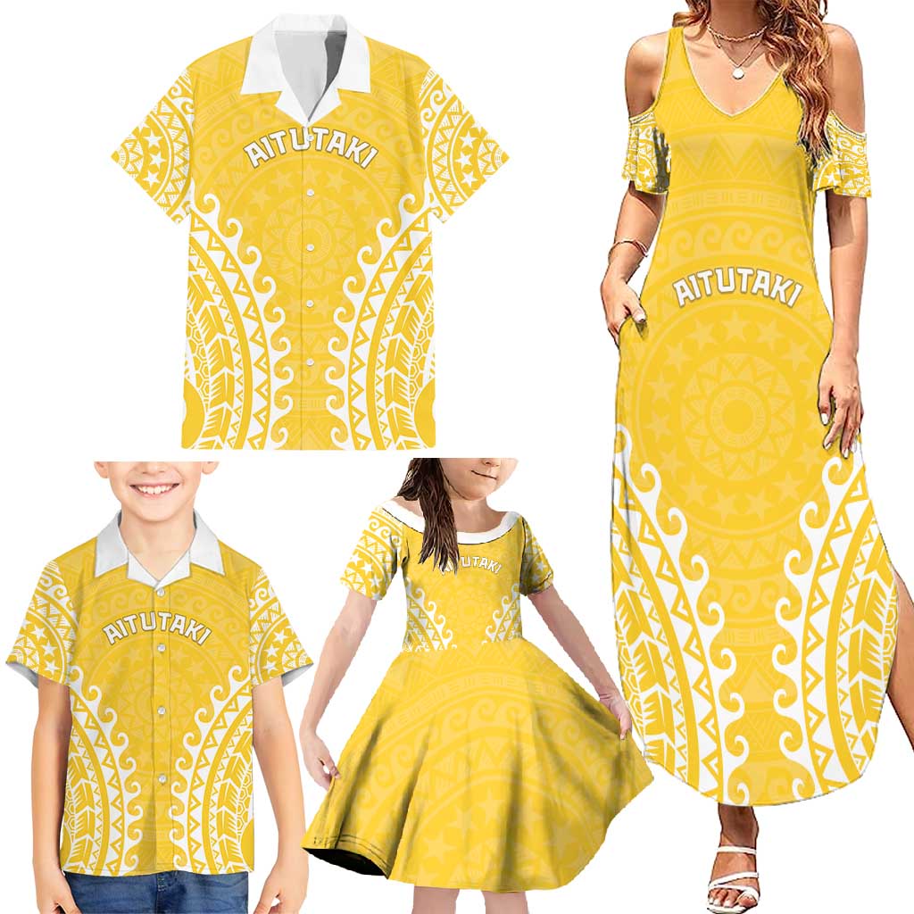 Custom Cook Islands Aitutaki Family Matching Summer Maxi Dress and Hawaiian Shirt Polynesian Tribal Tattoo