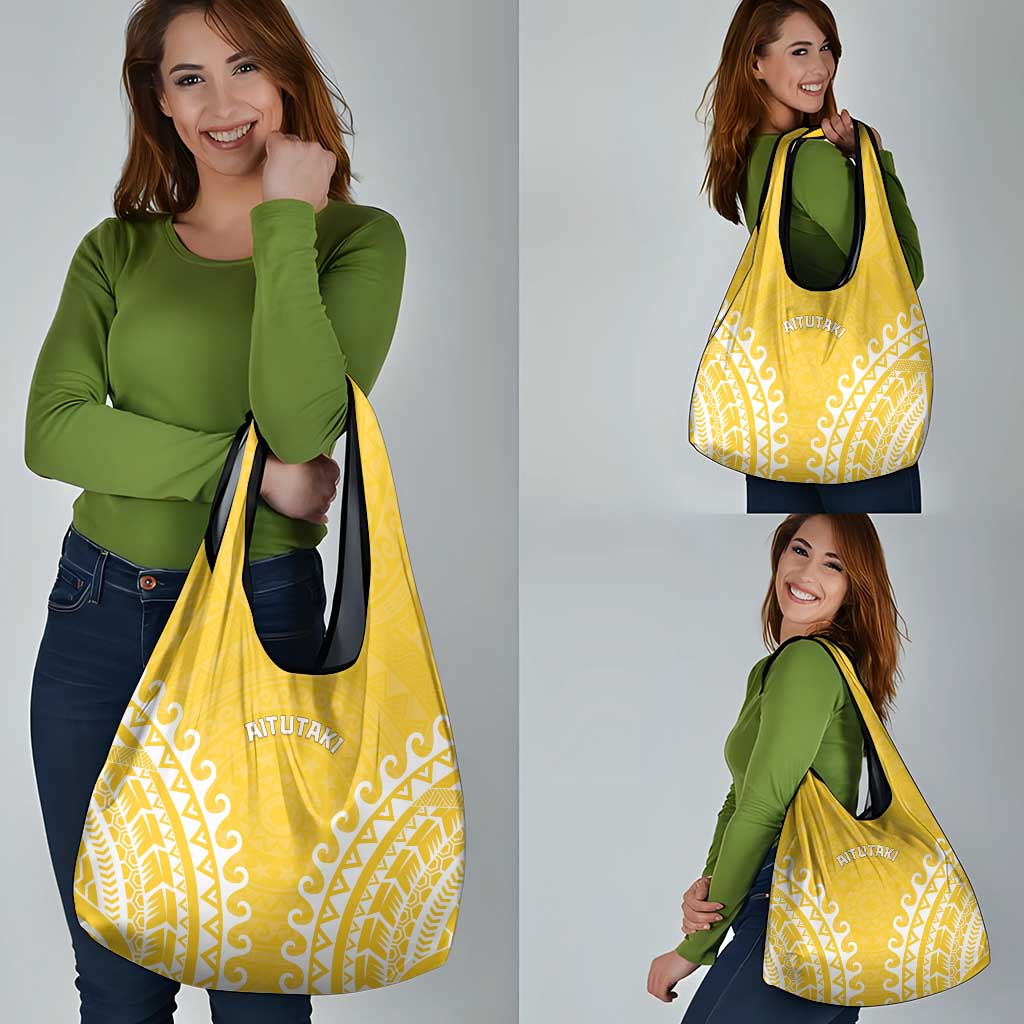 Custom Cook Islands Aitutaki Grocery Bag Polynesian Tribal Tattoo