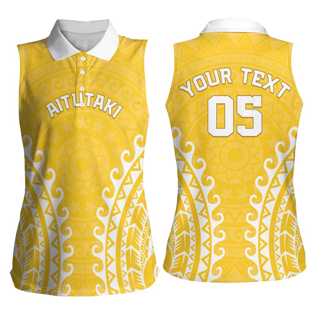 Custom Cook Islands Aitutaki Women Sleeveless Polo Shirt Polynesian Tribal Tattoo