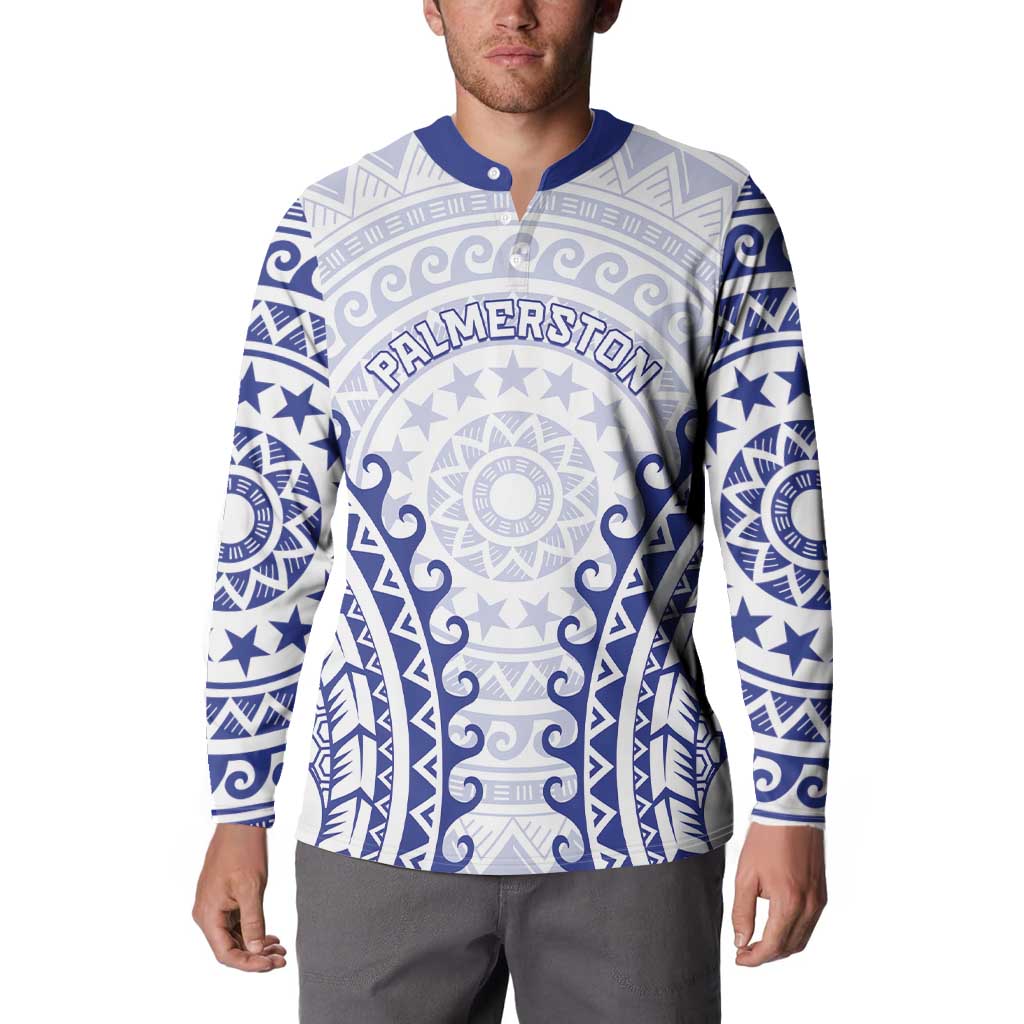 Custom Cook Islands Palmerston Button Sweatshirt Polynesian Tribal Tattoo