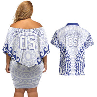 Custom Cook Islands Palmerston Couples Matching Off Shoulder Short Dress and Hawaiian Shirt Polynesian Tribal Tattoo