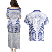 Custom Cook Islands Palmerston Couples Matching Puletasi and Hawaiian Shirt Polynesian Tribal Tattoo