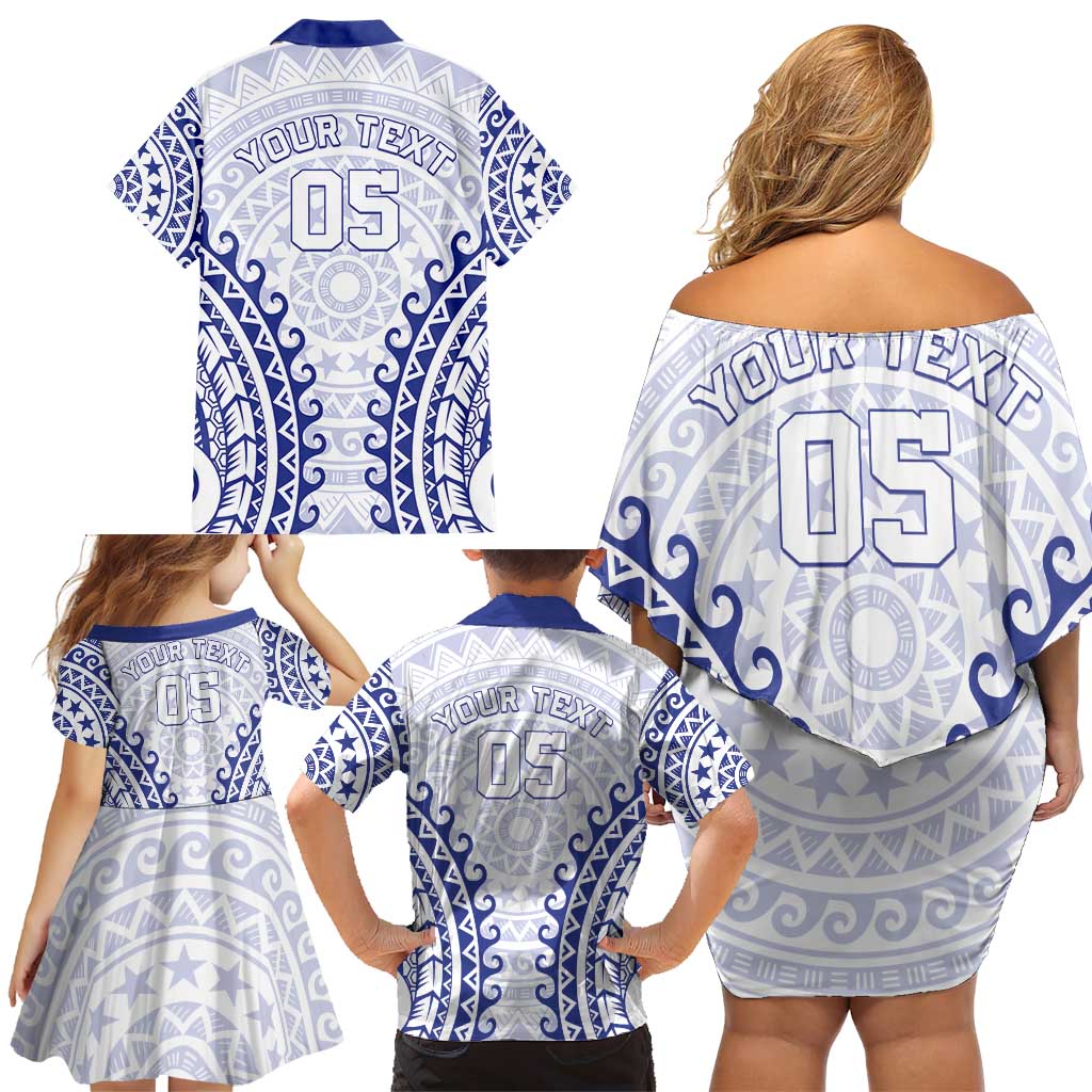 Custom Cook Islands Palmerston Family Matching Off Shoulder Short Dress and Hawaiian Shirt Polynesian Tribal Tattoo