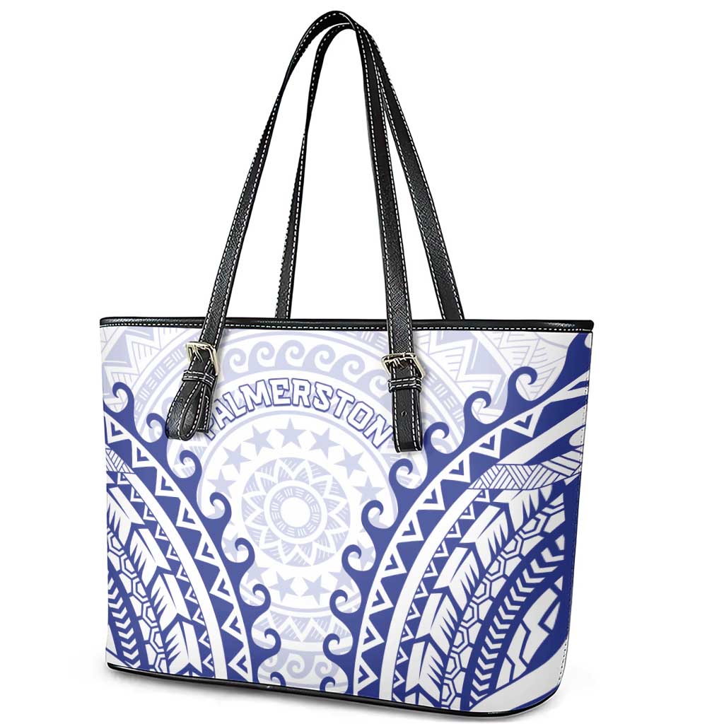 Custom Cook Islands Palmerston Leather Tote Bag Polynesian Tribal Tattoo