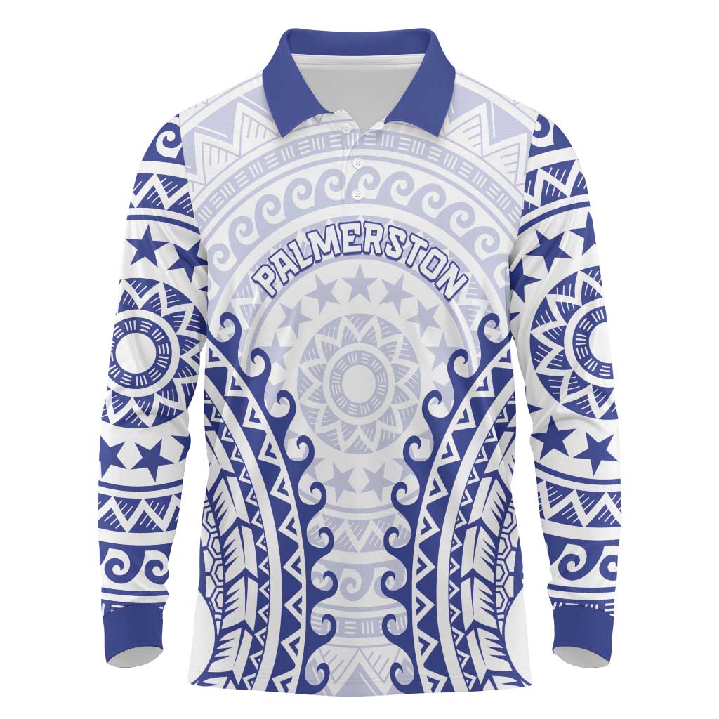 Custom Cook Islands Palmerston Long Sleeve Polo Shirt Polynesian Tribal Tattoo
