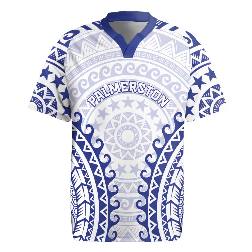 Custom Cook Islands Palmerston Rugby Jersey Polynesian Tribal Tattoo LT05 Navy - Polynesian Pride