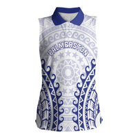Custom Cook Islands Palmerston Women Sleeveless Polo Shirt Polynesian Tribal Tattoo