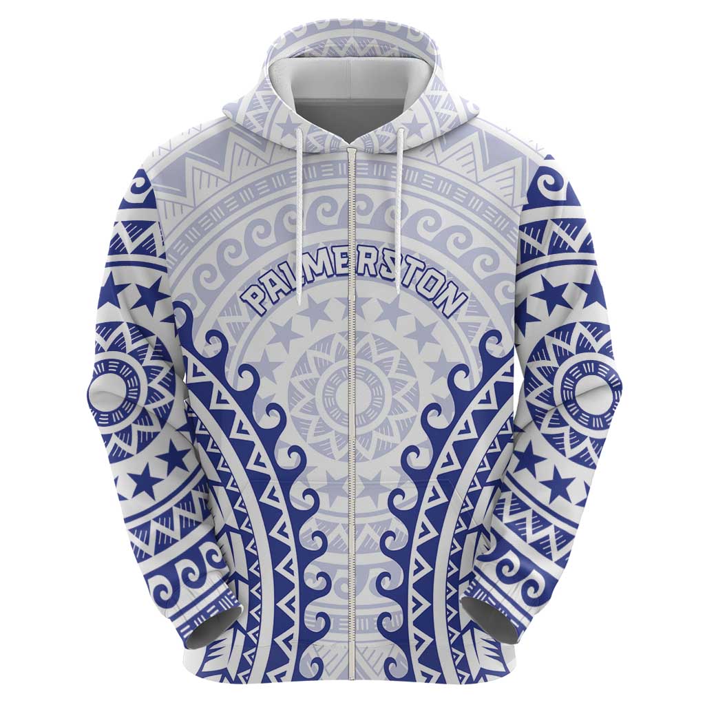 Custom Cook Islands Palmerston Zip Hoodie Polynesian Tribal Tattoo