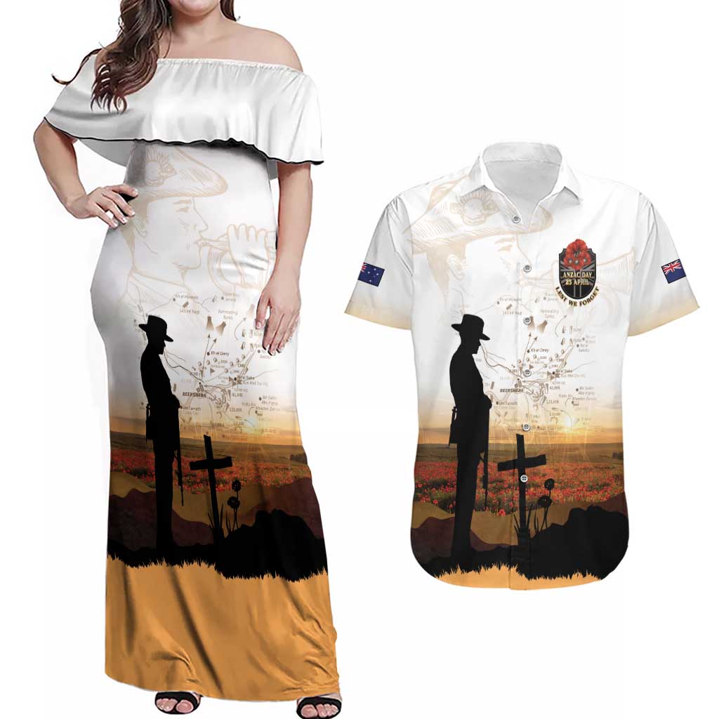 Australia And New Zealand ANZAC Day Couples Matching Off Shoulder Maxi Dress and Hawaiian Shirt Battle Of Beersheba