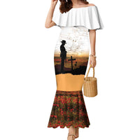 Australia And New Zealand ANZAC Day Family Matching Mermaid Dress and Hawaiian Shirt Battle Of Beersheba LT05 Mom's Dress Beige - Polynesian Pride
