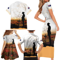 Australia And New Zealand ANZAC Day Family Matching Short Sleeve Bodycon Dress and Hawaiian Shirt Battle Of Beersheba LT05 - Polynesian Pride