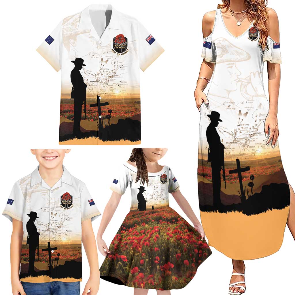 Australia And New Zealand ANZAC Day Family Matching Summer Maxi Dress and Hawaiian Shirt Battle Of Beersheba LT05 - Polynesian Pride