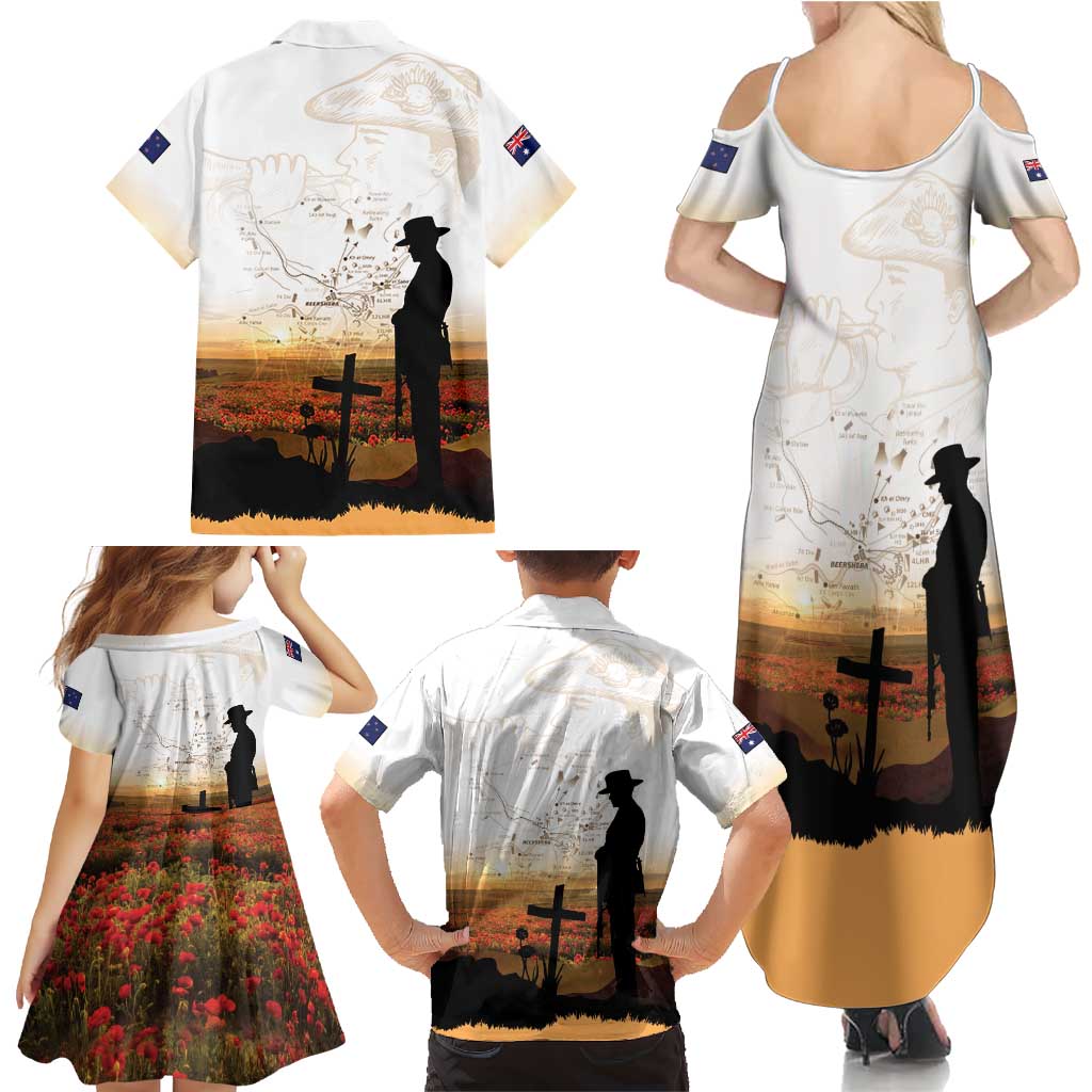 Australia And New Zealand ANZAC Day Family Matching Summer Maxi Dress and Hawaiian Shirt Battle Of Beersheba LT05 - Polynesian Pride