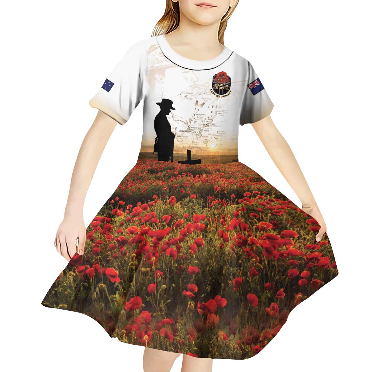 Australia And New Zealand ANZAC Day Kid Short Sleeve Dress Battle Of Beersheba