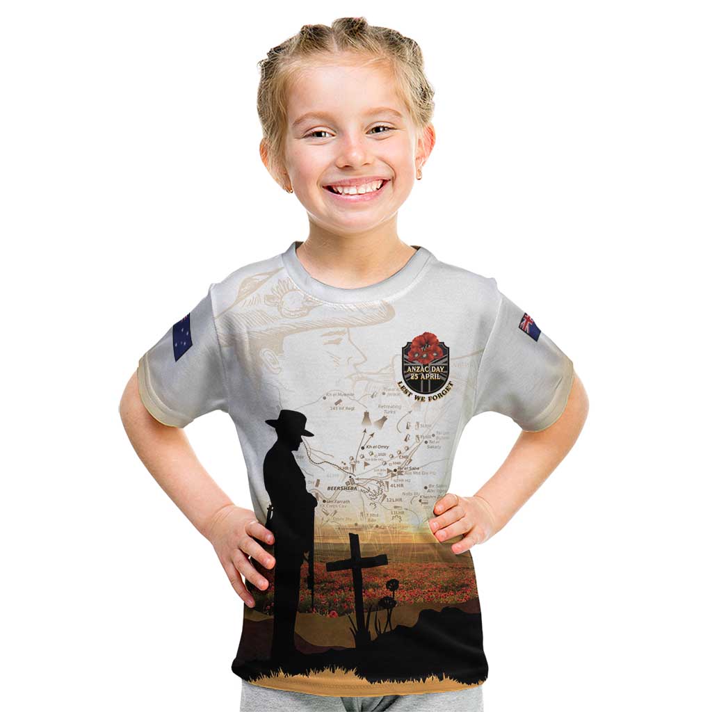 Australia And New Zealand ANZAC Day Kid T Shirt Battle Of Beersheba LT05 Beige - Polynesian Pride