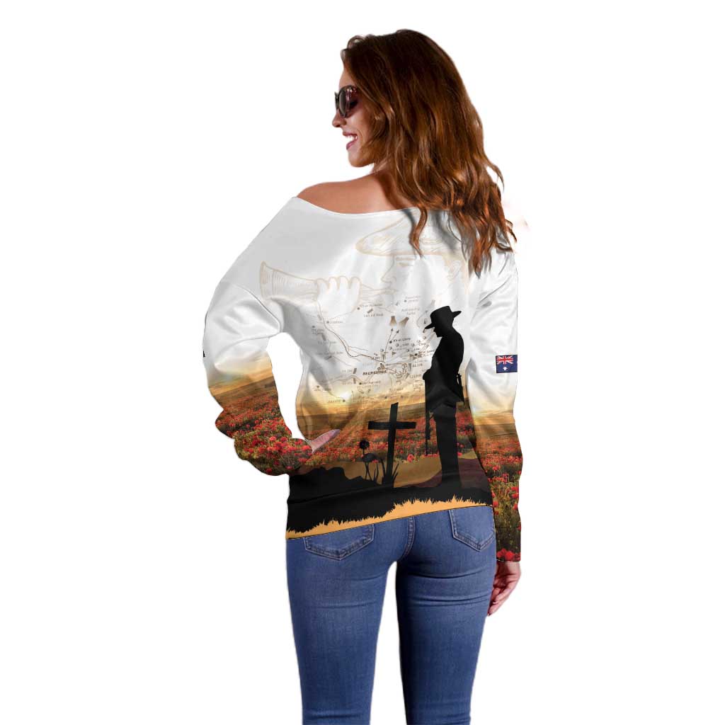 Australia And New Zealand ANZAC Day Off Shoulder Sweater Battle Of Beersheba LT05 - Polynesian Pride