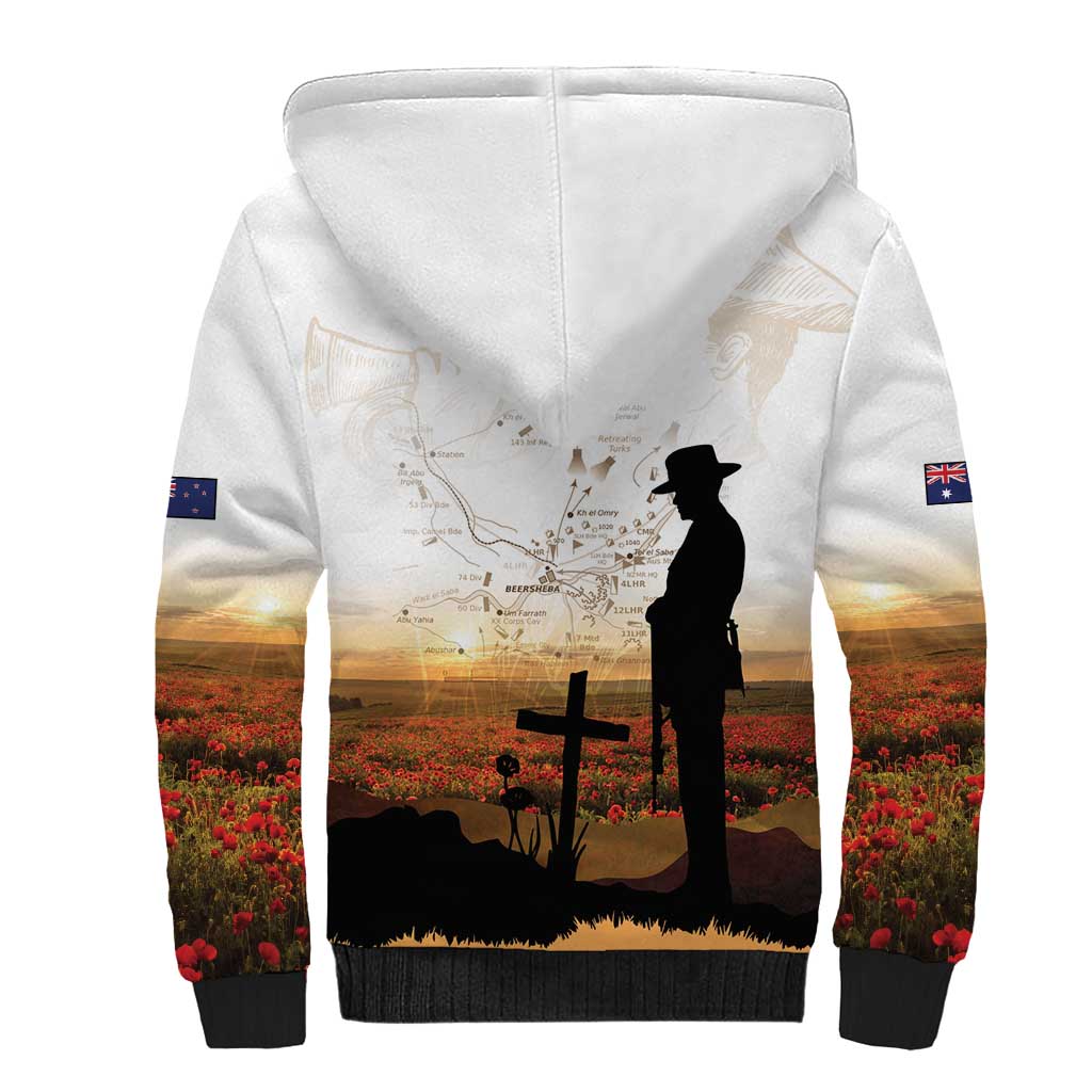 Australia And New Zealand ANZAC Day Sherpa Hoodie Battle Of Beersheba