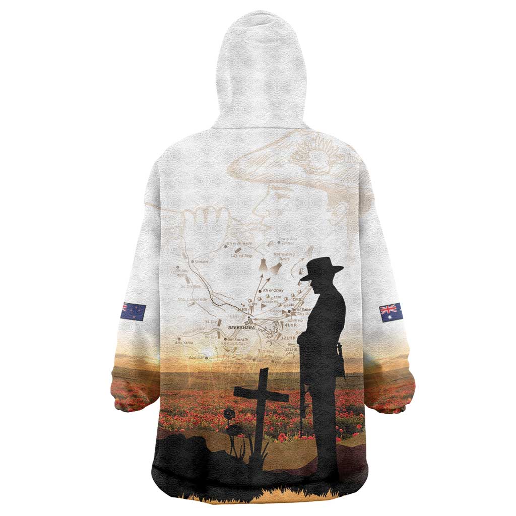 Australia And New Zealand ANZAC Day Wearable Blanket Hoodie Battle Of Beersheba