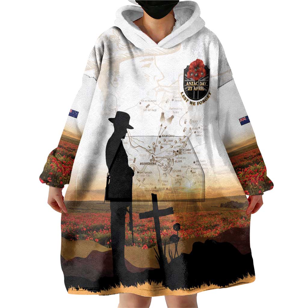 Australia And New Zealand ANZAC Day Wearable Blanket Hoodie Battle Of Beersheba