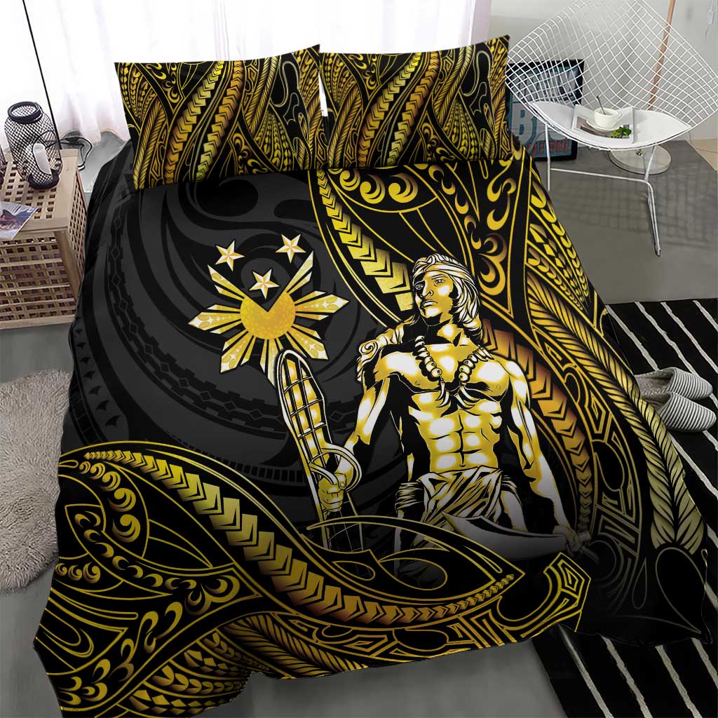 Filipinos Lapu Lapu Hero Bedding Set Gold Polynesian Tribal Tattoo
