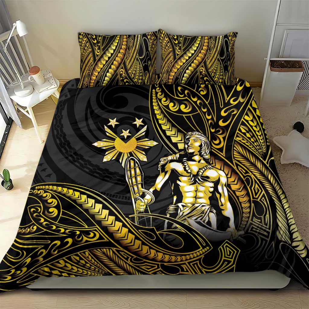 Filipinos Lapu Lapu Hero Bedding Set Gold Polynesian Tribal Tattoo