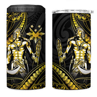 Filipinos Lapu Lapu Hero 4 in 1 Can Cooler Tumbler Gold Polynesian Tribal Tattoo LT05 One Size: 16 oz Gold - Polynesian Pride