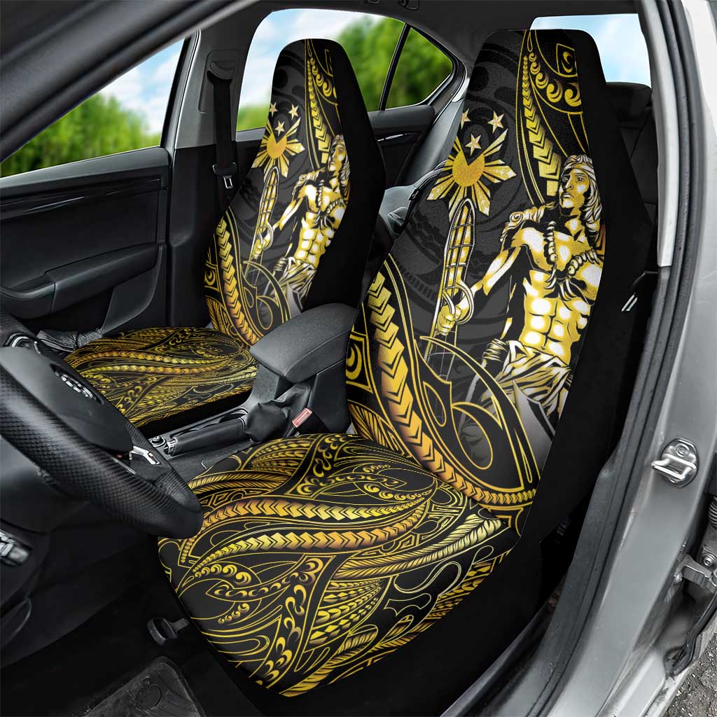 Filipinos Lapu Lapu Hero Car Seat Cover Gold Polynesian Tribal Tattoo LT05 - Polynesian Pride
