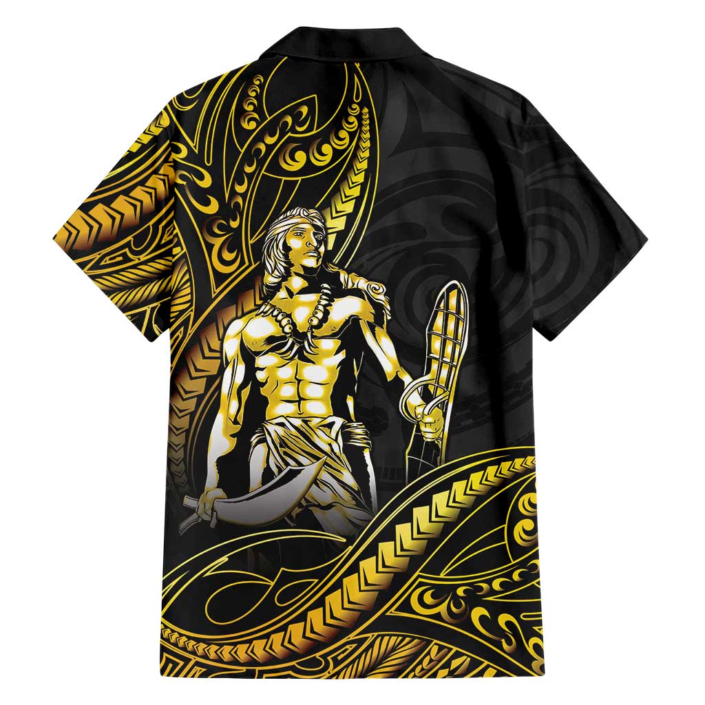 Filipinos Lapu Lapu Hero Family Matching Off Shoulder Maxi Dress and Hawaiian Shirt Gold Polynesian Tribal Tattoo LT05 - Polynesian Pride