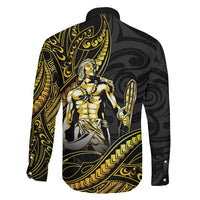 Filipinos Lapu Lapu Hero Family Matching Off Shoulder Short Dress and Hawaiian Shirt Gold Polynesian Tribal Tattoo LT05 - Polynesian Pride
