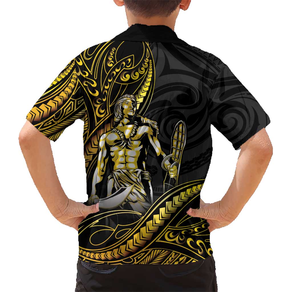 Filipinos Lapu Lapu Hero Family Matching Tank Maxi Dress and Hawaiian Shirt Gold Polynesian Tribal Tattoo LT05 - Polynesian Pride