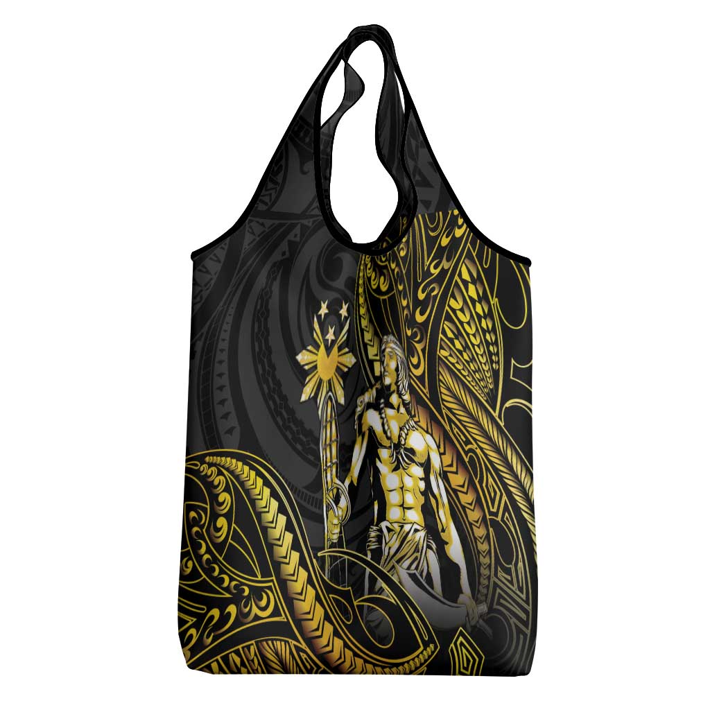 Filipinos Lapu Lapu Hero Grocery Bag Gold Polynesian Tribal Tattoo