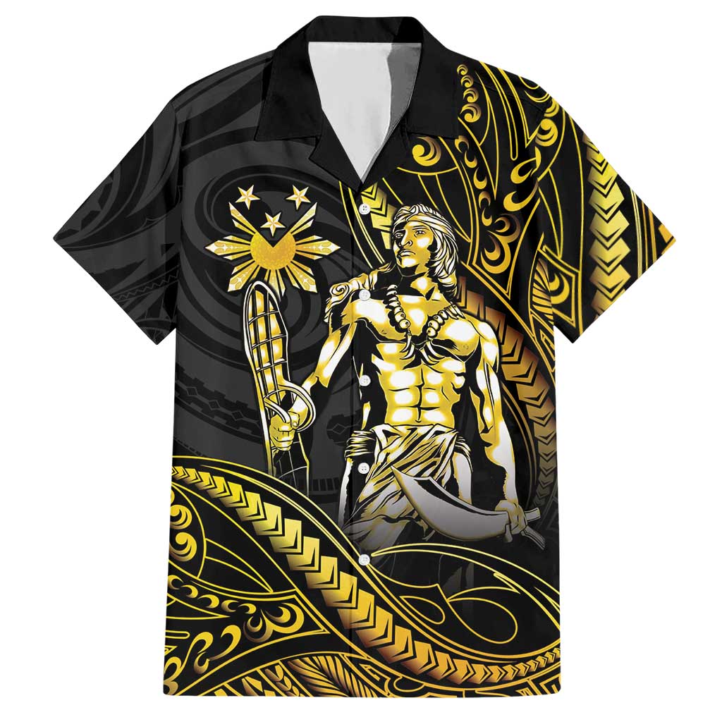 Filipinos Lapu Lapu Hero Hawaiian Shirt Gold Polynesian Tribal Tattoo LT05 Gold - Polynesian Pride