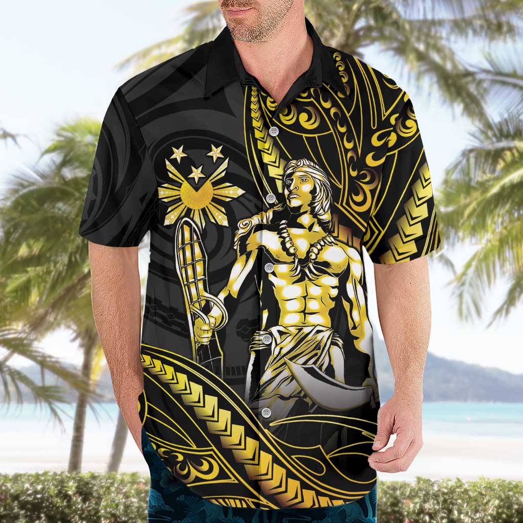 Filipinos Lapu Lapu Hero Hawaiian Shirt Gold Polynesian Tribal Tattoo LT05 - Polynesian Pride