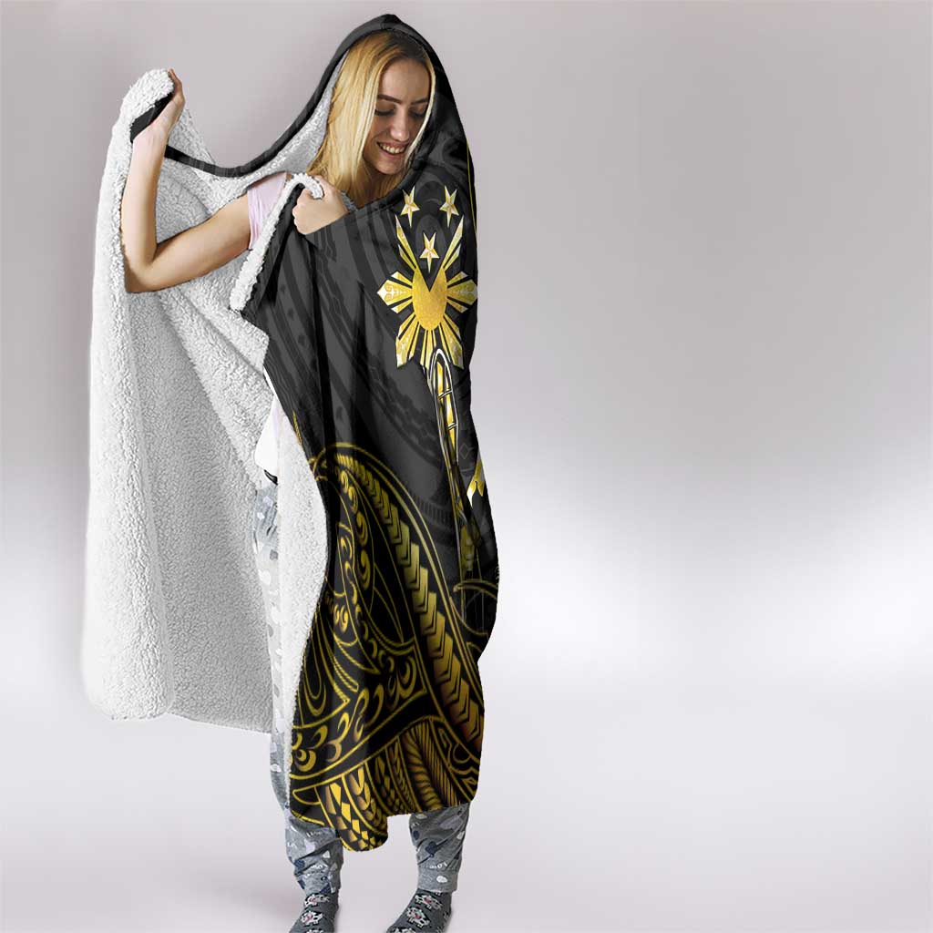 Filipinos Lapu Lapu Hero Hooded Blanket Gold Polynesian Tribal Tattoo