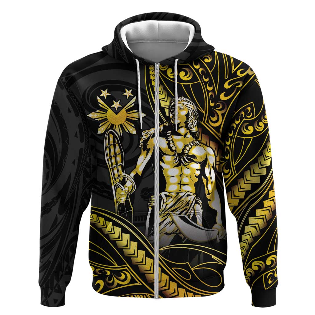 Filipinos Lapu Lapu Hero Hoodie Gold Polynesian Tribal Tattoo LT05 Zip Hoodie Gold - Polynesian Pride
