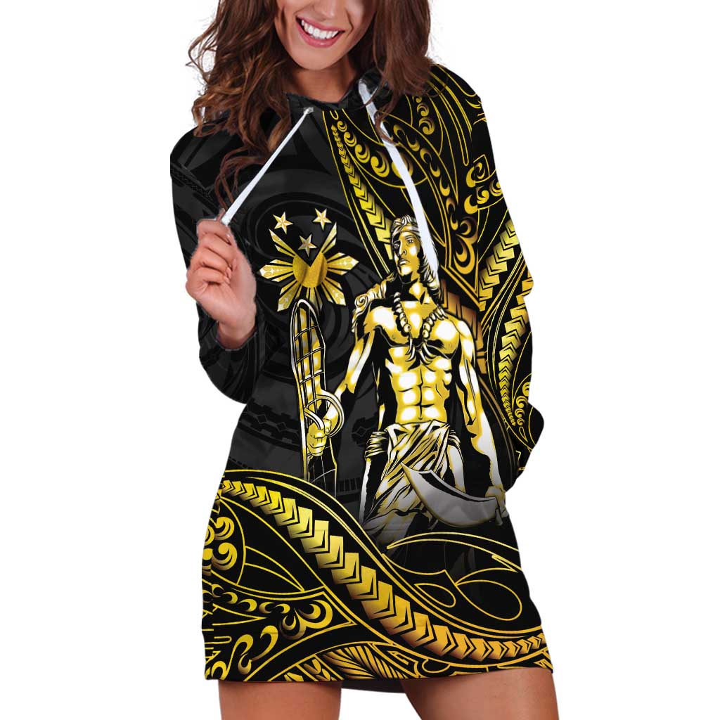 Filipinos Lapu Lapu Hero Hoodie Dress Gold Polynesian Tribal Tattoo