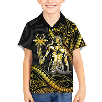 Filipinos Lapu Lapu Hero Kid Hawaiian Shirt Gold Polynesian Tribal Tattoo LT05 Kid Gold - Polynesian Pride