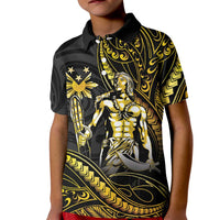 Filipinos Lapu Lapu Hero Kid Polo Shirt Gold Polynesian Tribal Tattoo LT05 Kid Gold - Polynesian Pride