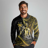 Filipinos Lapu Lapu Hero Long Sleeve Polo Shirt Gold Polynesian Tribal Tattoo LT05 - Polynesian Pride
