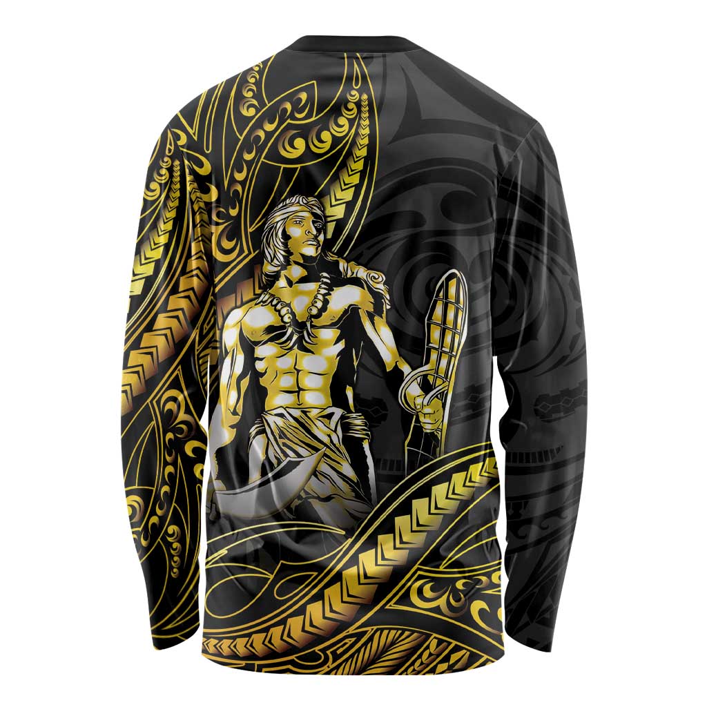 Filipinos Lapu Lapu Hero Long Sleeve Shirt Gold Polynesian Tribal Tattoo LT05 - Polynesian Pride