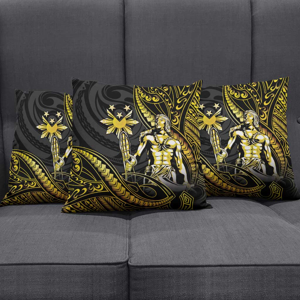 Filipinos Lapu Lapu Hero Pillow Cover Gold Polynesian Tribal Tattoo