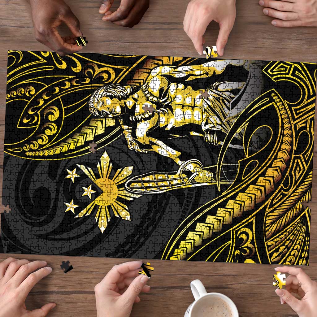 Filipinos Lapu Lapu Hero Puzzle Gold Polynesian Tribal Tattoo LT05 - Polynesian Pride