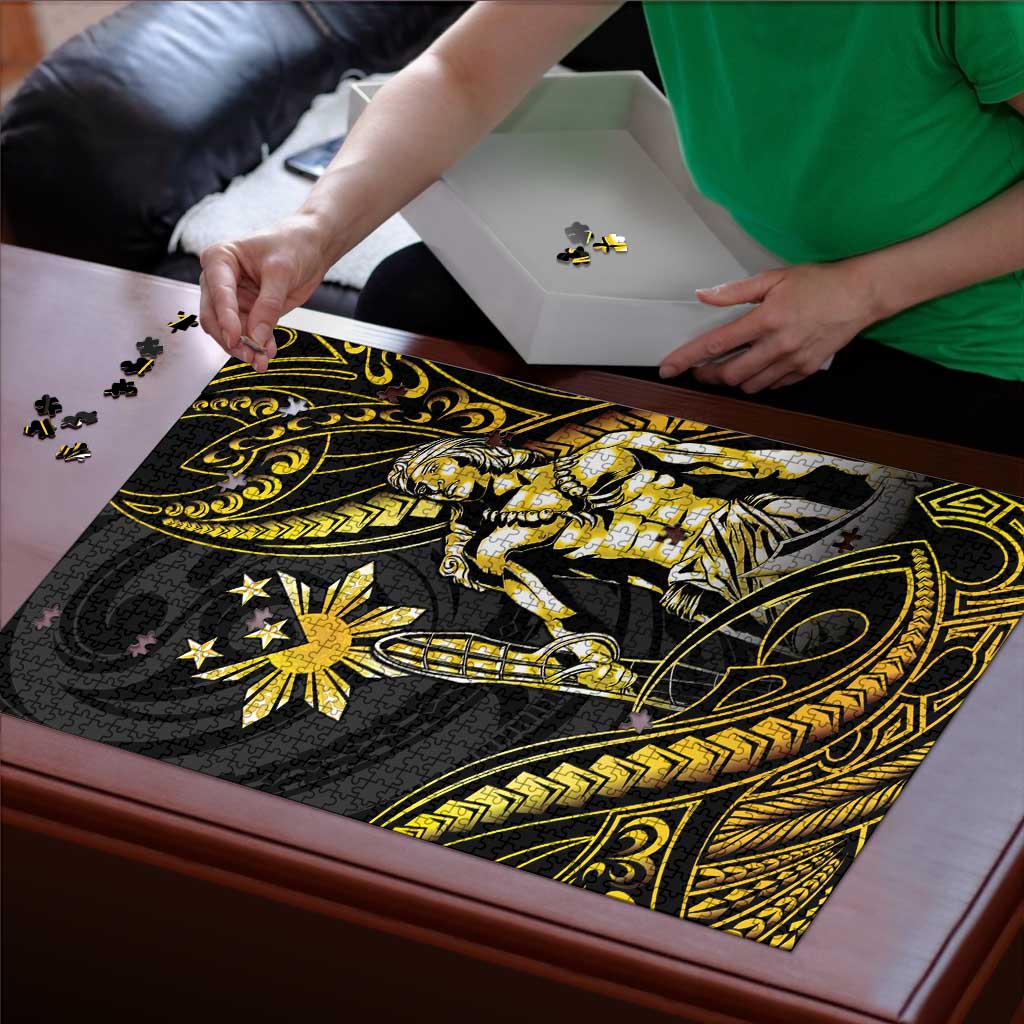 Filipinos Lapu Lapu Hero Puzzle Gold Polynesian Tribal Tattoo LT05 - Polynesian Pride