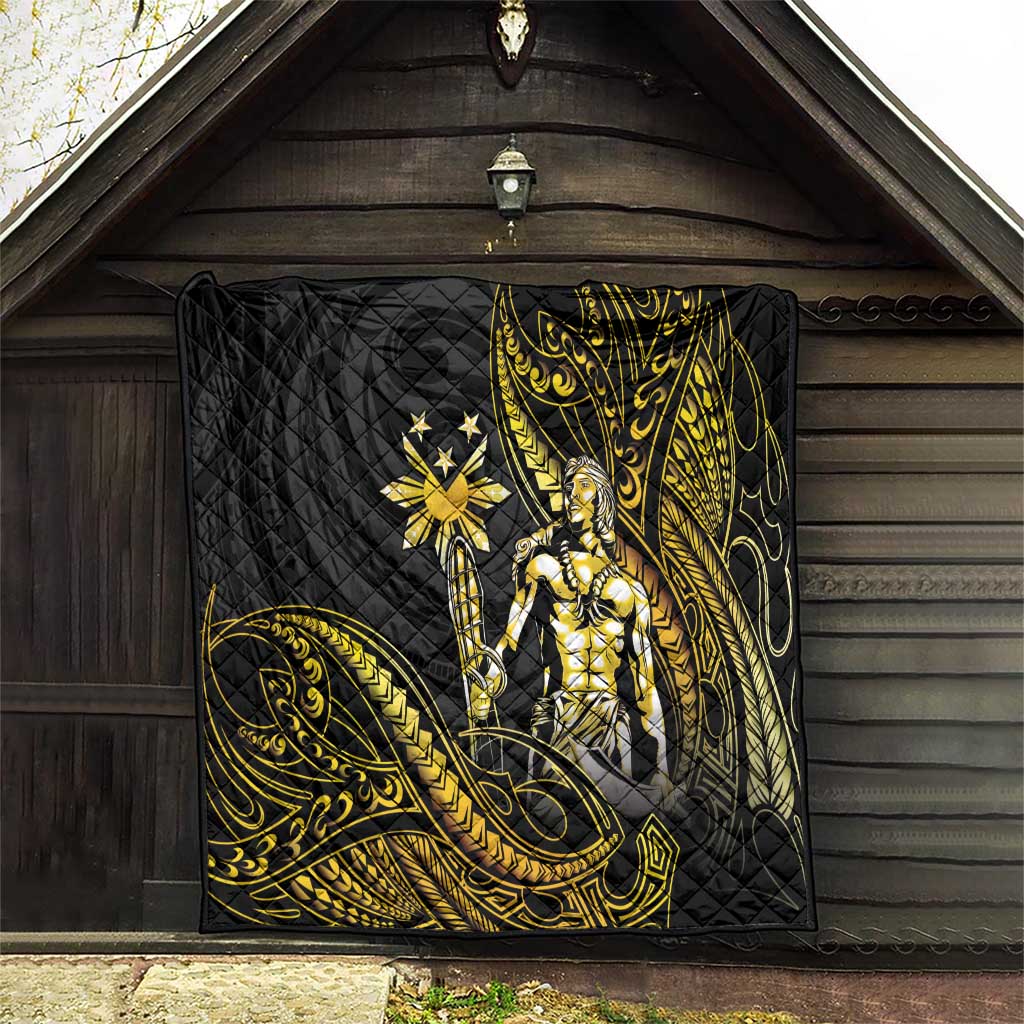 Filipinos Lapu Lapu Hero Quilt Gold Polynesian Tribal Tattoo LT05 - Polynesian Pride